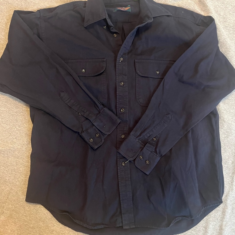American Outpost Navy Blue 100% Cotton Button-Up Shirt - Men's Size Large
